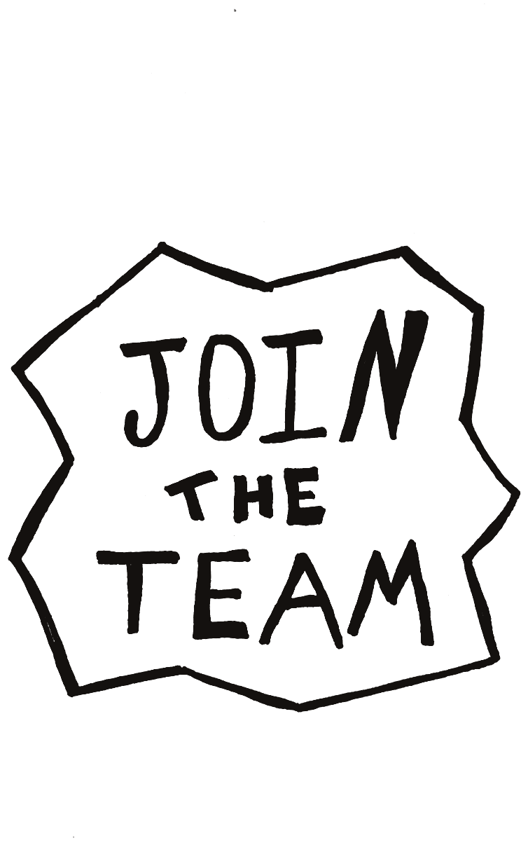 Hand-drawn badge reading “Join the Team.”
